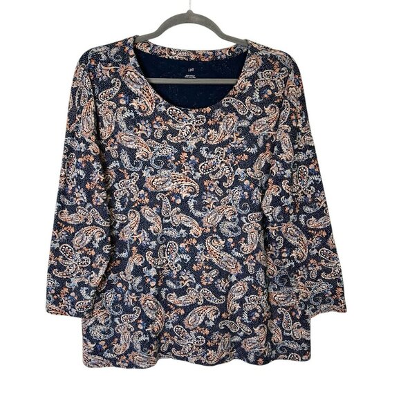 J Jill Simply Supima Scoop Neck Tunic Top Womens Size 3X Paisley - Picture 1 of 8